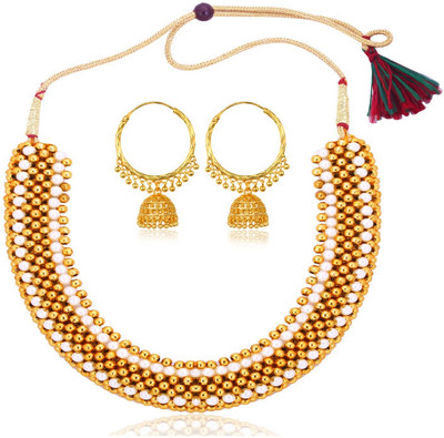 Lila Brass, Copper, Dori, Alloy Gold-plated Gold, Brown, Orange Jewellery Set(Pack of 1)