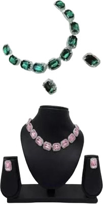LJ CREATION Alloy Green, Purple Jewellery Set(Pack of 2)
