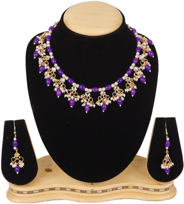 Swarajshop Alloy Gold-plated Purple Jewellery Set(Pack of 3)