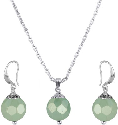 TAP Fashion Brass Silver Green Jewellery Set(Pack of 2)