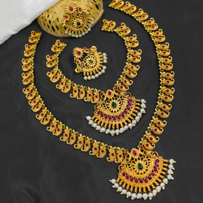 JANAVI Alloy Gold-plated Multicolor Jewellery Set(Pack of 4)