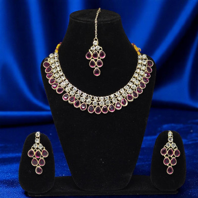 AjaraGems Alloy Gold-plated Purple Jewellery Set(Pack of 1)