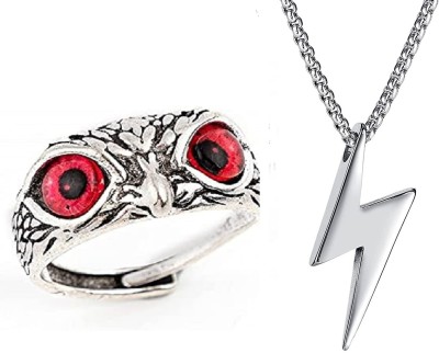 SILVOSWAN Stainless Steel Silver Silver, Red Jewellery Set(Pack of 2)