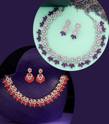 Divastri Brass Gold-plated Multicolor Jewellery Set(Pack of 1)