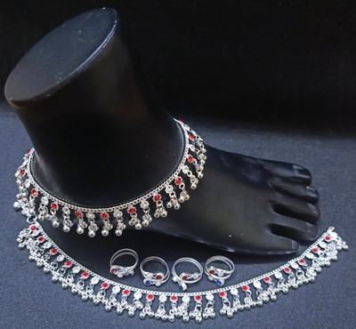 AamNa Enterprises Alloy Silver, Red Jewellery Set(Pack of 1)