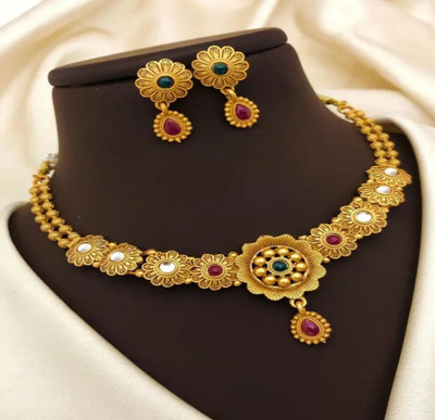 Opus Gems Alloy Gold-plated Gold Jewellery Set(Pack of 1)