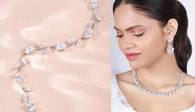 Kavya Creation Alloy Rhodium White Jewellery Set(Pack of 2)