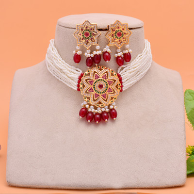 mohit jewellers Brass Gold-plated Multicolor Jewellery Set(Pack of 1)