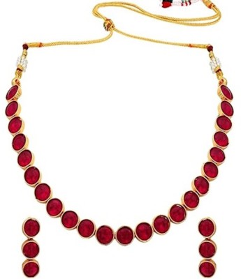 Shivay Fashion LLP Alloy Brass Red Jewellery Set(Pack of 1)