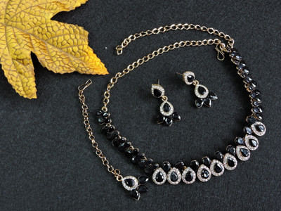 VATSALYA creation Alloy Gold-plated Black Jewellery Set(Pack of 1)