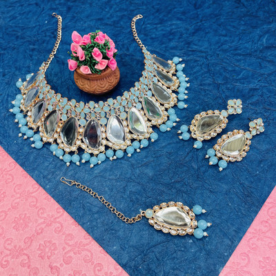 VATSALYA creation Alloy Gold-plated Turquoise Jewellery Set(Pack of 3)