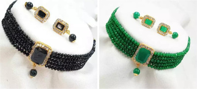 Ronak Fashion Alloy Gold-plated Black, Green Jewellery Set(Pack of 2)