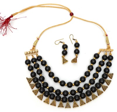 ozanoo Alloy Gold-plated Black, Gold Jewellery Set(Pack of 1)