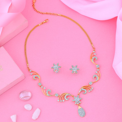 Estele Brass Gold-plated White Jewellery Set(Pack of 3)