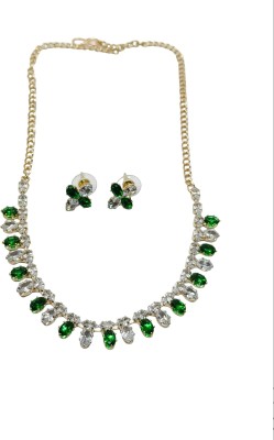 Soniya Crafts Alloy Gold-plated Green, White Jewellery Set(Pack of 1)