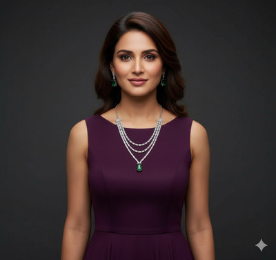 jyotigarments Crystal Silver Green, Silver Jewellery Set(Pack of 1)