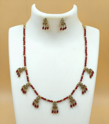 Joyful Alloy Gold-plated Red Jewellery Set(Pack of 1)