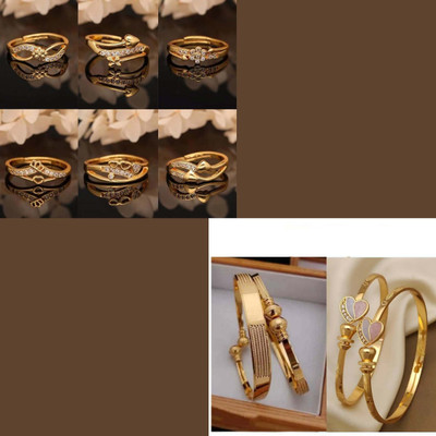 Alasca Brass Gold-plated Bronze, Orange Jewellery Set(Pack of 8)