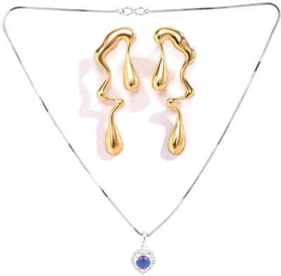SKG Fashions Stone Blue, Gold Jewellery Set(Pack of 1)