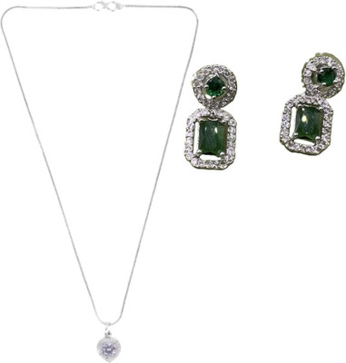 SRK Fashions Stone White, Green Jewellery Set(Pack of 1)