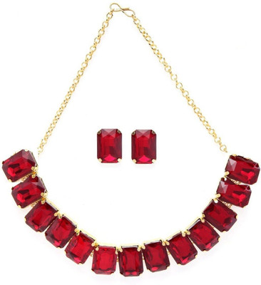 JMBW INTERNATIONAL Crystal, Alloy Maroon Jewellery Set(Pack of 1)