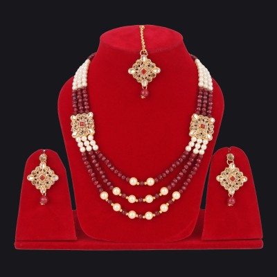 Rhosyn Alloy Gold-plated Maroon, Gold Jewellery Set(Pack of 1)