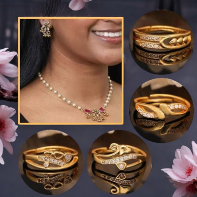 REEWAZIMPERIAL Brass Gold-plated Red, Gold, White Jewellery Set(Pack of 5)