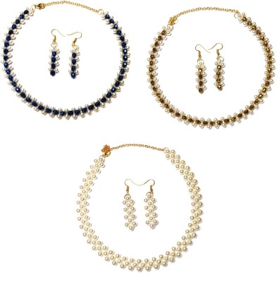 PRAGATI Alloy Blue, Gold, White Jewellery Set(Pack of 3)