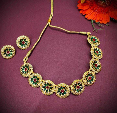 Krishna Creation Brass Gold-plated Gold Jewellery Set(Pack of 1)
