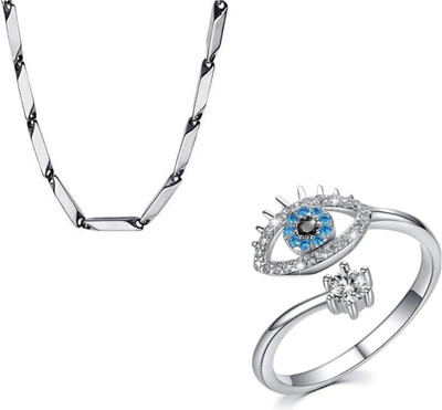 Vipunj Alloy, Stainless Steel Sterling Silver Silver, Blue Jewellery Set(Pack of 2)