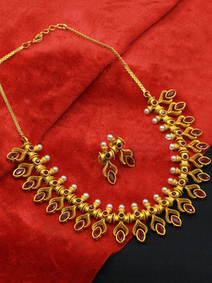 SAIYONI Alloy Gold-plated Red Jewellery Set(Pack of 1)