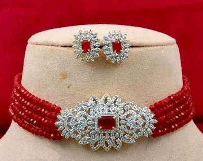 Poojajewl Alloy Gold-plated Red Jewellery Set(Pack of 3)