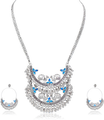 Zooni Collection Alloy Silver Blue, Silver Jewellery Set(Pack of 1)