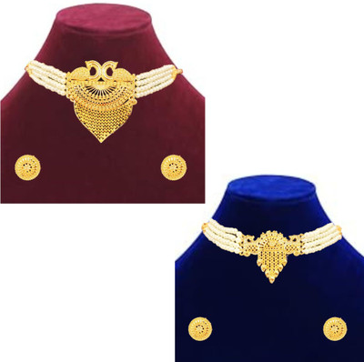 SDR Alloy Gold-plated White, Gold Jewellery Set(Pack of 1)