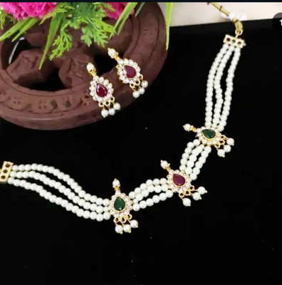 JewelsandHer Alloy Gold-plated Multicolor, White Jewellery Set(Pack of 3)