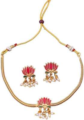 Diva inspiRe Brass Pink Jewellery Set(Pack of 1)