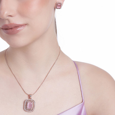 Estele Brass Pink Jewellery Set(Pack of 3)