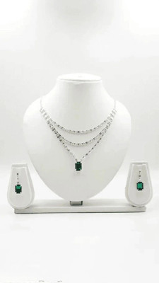 V.V. Sons Alloy Sterling Silver Green, Silver Jewellery Set(Pack of 1)