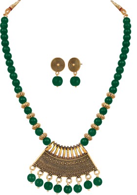 JFL - Jewellery for Less Copper Gold-plated Green Jewellery Set(Pack of 1)