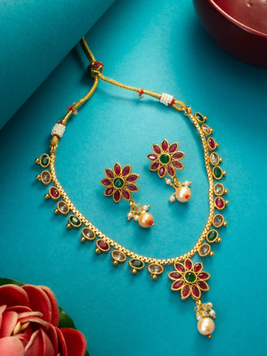 AADITA Copper Gold-plated Multicolor Jewellery Set(Pack of 1)