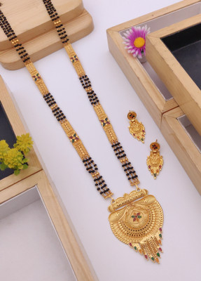 bhanu diam Alloy Gold-plated Gold, Black Jewellery Set(Pack of 1)
