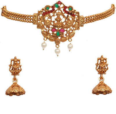 Sukhigold Alloy Gold-plated Green, Maroon, Gold Jewellery Set(Pack of 1)
