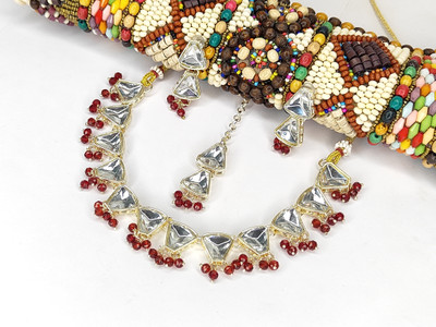 Zarmar fashion Stone Gold-plated Gold, White, Multicolor, Maroon Jewellery Set(Pack of 1)