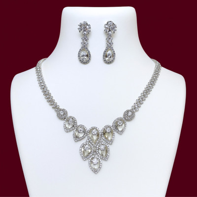 Amoha Lifestyle Alloy Silver Silver, White Jewellery Set(Pack of 3)
