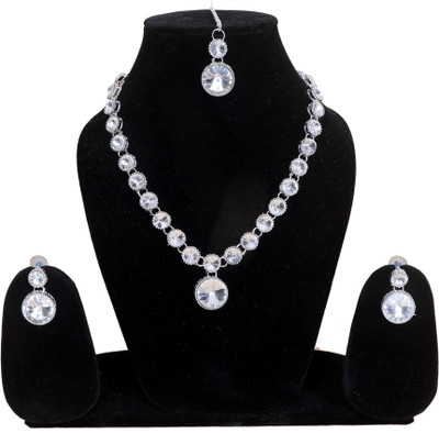 Alyra Metal, Alloy Silver White Jewellery Set(Pack of 1)