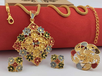 Chehar Fashion World Stone Gold-plated Multicolor Jewellery Set(Pack of 1)
