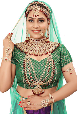 KKIMITATION Alloy Gold-plated Maroon Jewellery Set(Pack of 1)