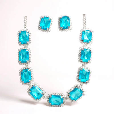 styra Alloy Silver Blue Jewellery Set(Pack of 1)