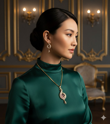 Umikas Brass, Alloy Gold-plated Gold, Silver, Red Jewellery Set(Pack of 3)