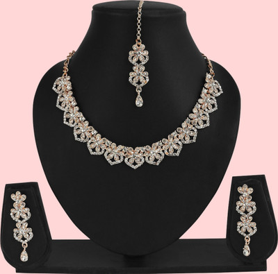 Rukma Alloy Rhodium Rose Gold, White Jewellery Set(Pack of 1)